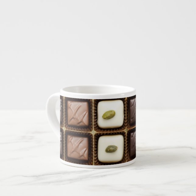 Handmade luxury chocolate in a box espresso cup (Front Left)