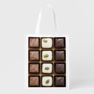 Handmade luxury chocolate in a box grocery bag