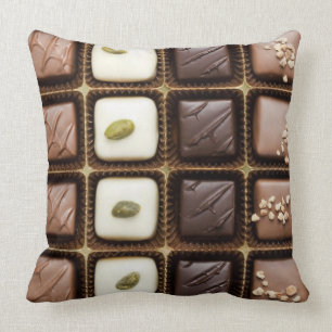 Handmade luxury chocolate in a box throw pillow