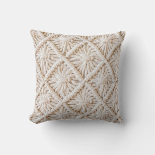 Handmade macrame texture, eco-friendly concept. throw pillow