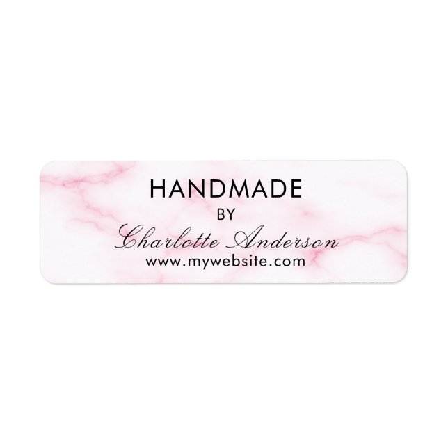 Handmade made by name blush pink marble label (Front)