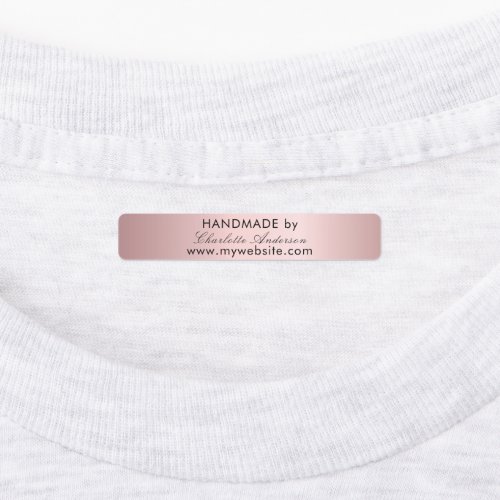 Handmade made by name blush pink script labels