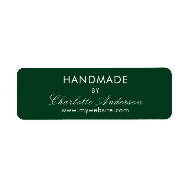Handmade made by name emerald green white label (Front)
