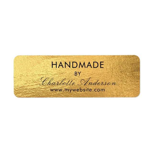 Handmade made by name gold metallic label (Front)