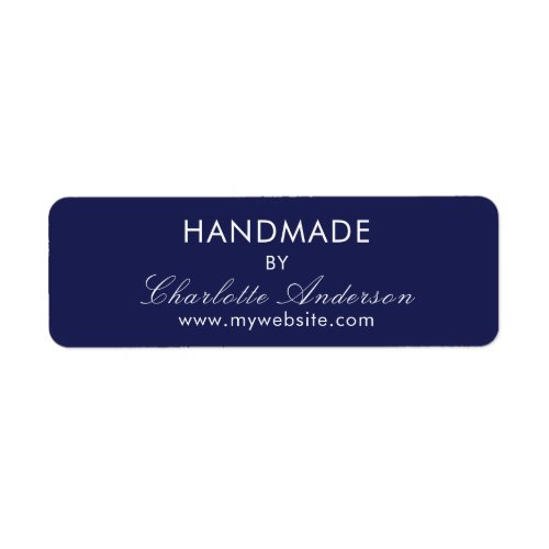 Handmade made by name navy blue white label