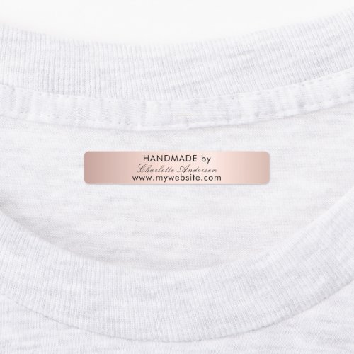 Handmade made by name rose gold script labels