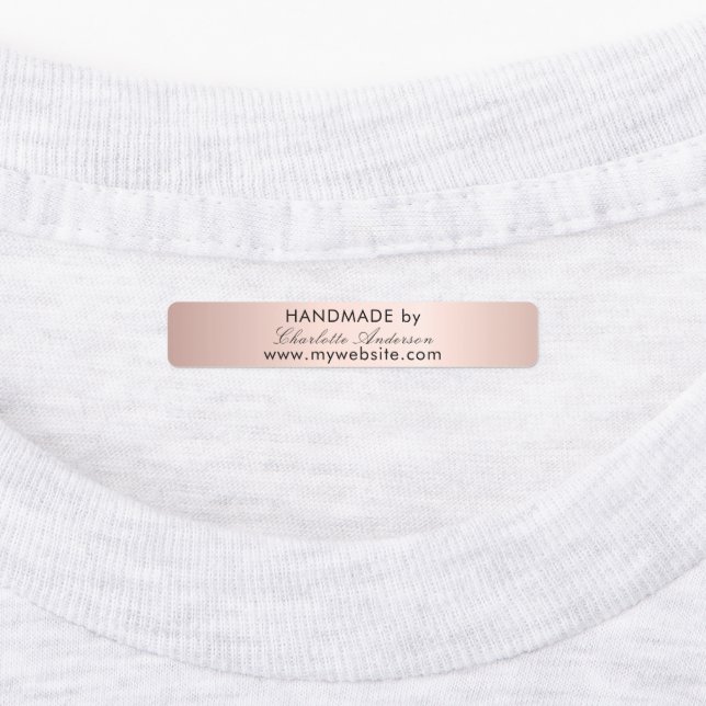 Handmade made by name rose gold script labels (Affixed)