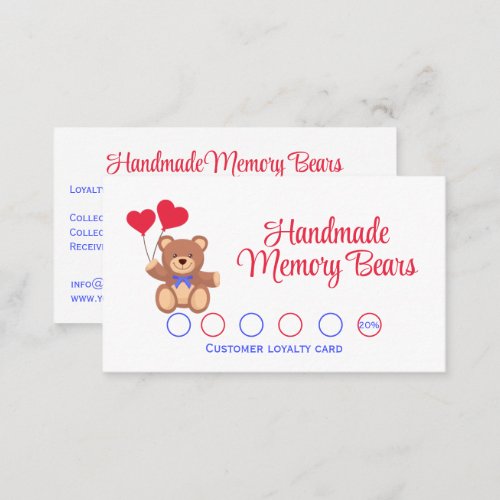 Handmade Memory Bear Business Loyalty Card