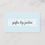 Handmade minimalist baby blue modern black script business card