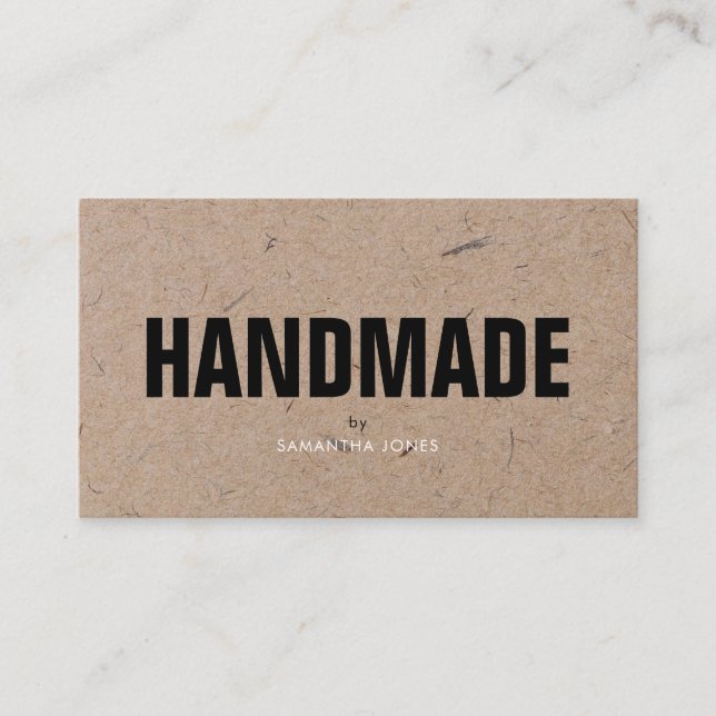 Handmade Minimalist Modern Rustic Kraft Paper  Business Card (Front)