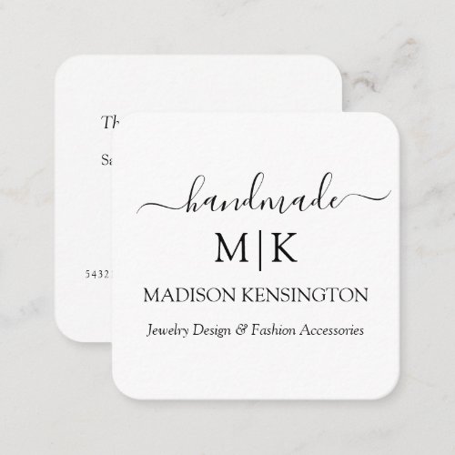 Handmade Monogram or Add Logo Business Insert Card