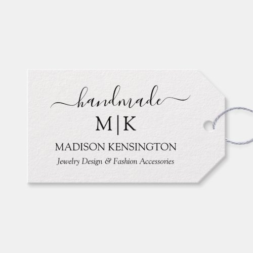 Handmade Monogram or Add Logo Business Product Gift Tags