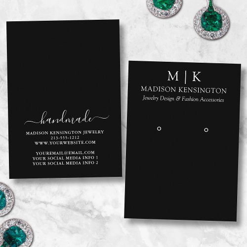 Handmade Monogram or Add Logo Earring Display Card