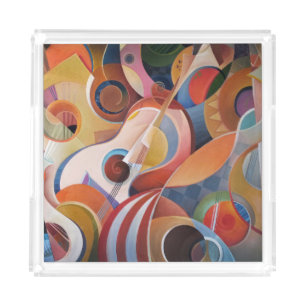 Handmade Music Abstract Painting Acrylic Tray