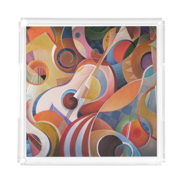 Handmade Music Abstract Painting Acrylic Tray (Front)