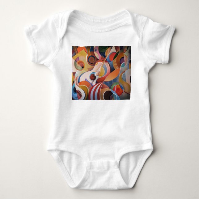 Handmade Music Abstract Painting Baby Bodysuit (Front)