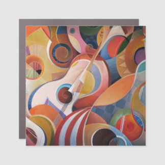 Handmade Music Abstract Painting Car Magnet