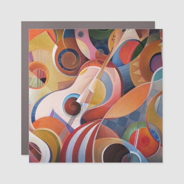 Handmade Music Abstract Painting Car Magnet (Front)