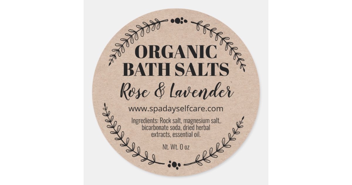 Handmade Organic Bath Salt Labels On Kraft | Zazzle.com