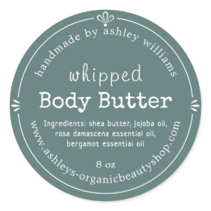 Handmade Organic Body Butter Label Dusty Green