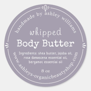 Handmade Organic Body Butter Label Lavender Mist