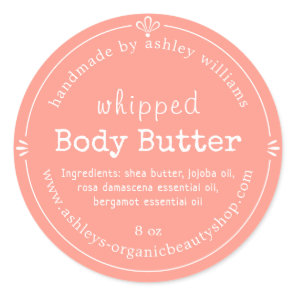 Handmade Organic Body Butter Label Pink