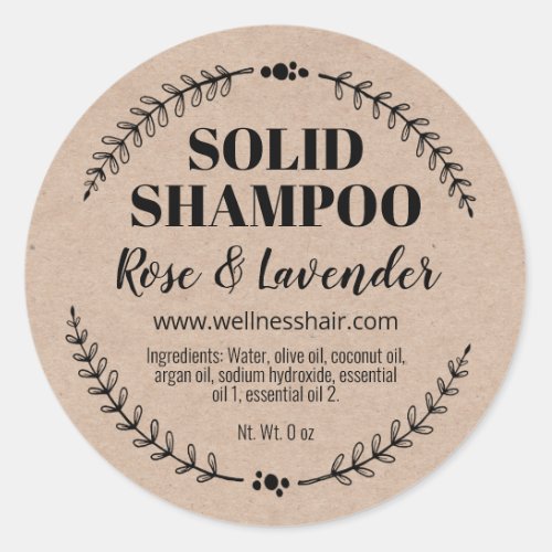 Handmade Organic Solid Hair Shampoo Bar Labels