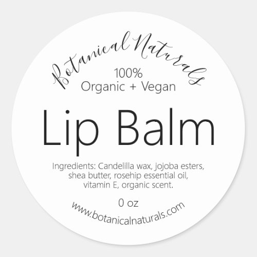 Handmade Organic Vegan Pure Lip Balm Labels