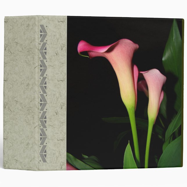 Handmade Paper Calla Lilies Avery Binder (Front/Spine)