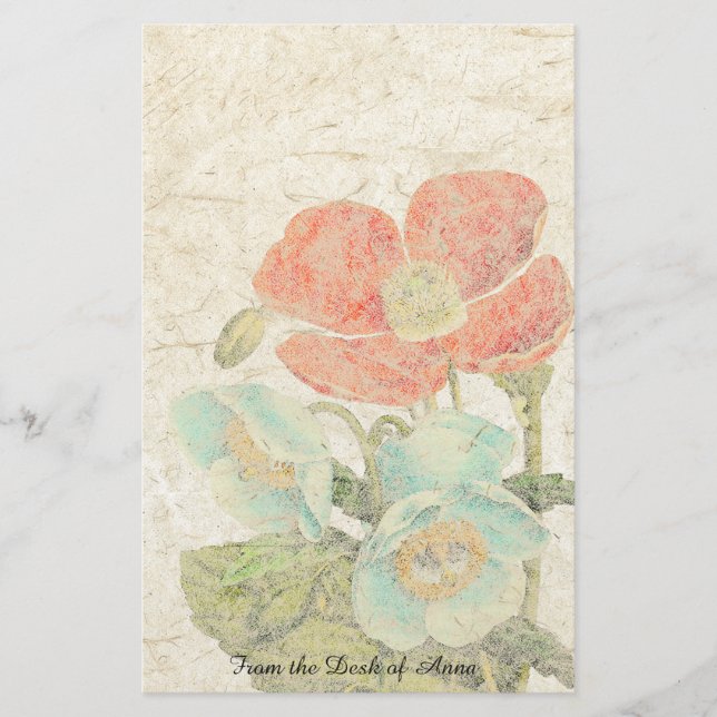 Handmade Paper Oriental Poppy Flowers Floral (Front)