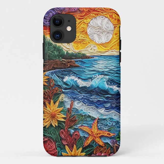 Handmade paper style landscape quilling design  Case-Mate iPhone case (Back)