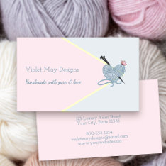 Handmade Pastel Pink Blue Knitting Or Yarn Craft Business Card at Zazzle