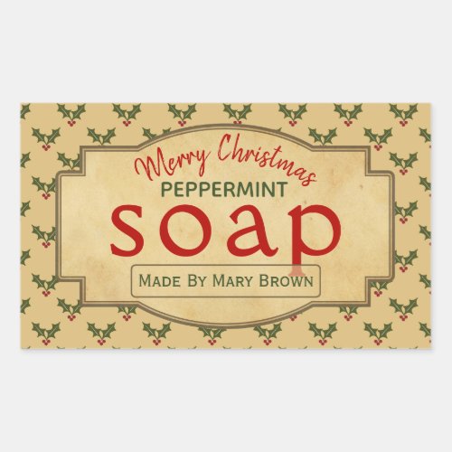 Handmade Peppermint Soap Christmas Mistletoe Rectangular Sticker