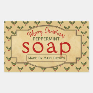 Handmade Peppermint Soap Christmas Mistletoe Rectangular Sticker