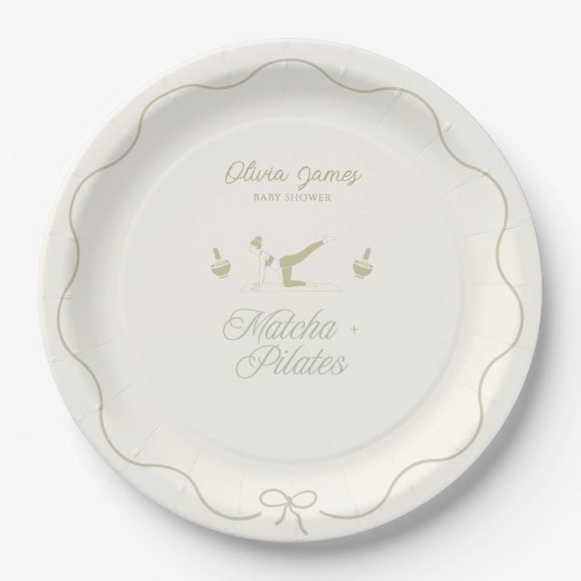 Handmade pilates baby shower paper plates (Front)