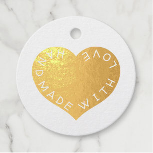 Handmade Pink Love heart Foil Favor Tags