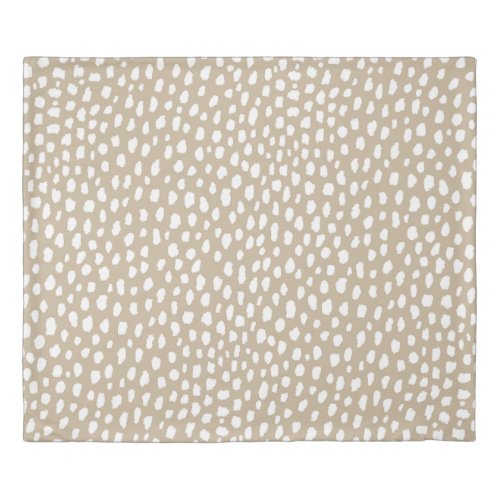 Handmade polka dot brush spots whitetan duvet cover