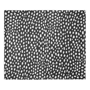 Handmade polka dot brush strokes (black and white) duvet cover