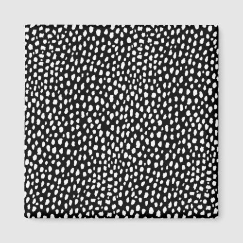 Handmade polka dot brush strokes (black and white) magnet