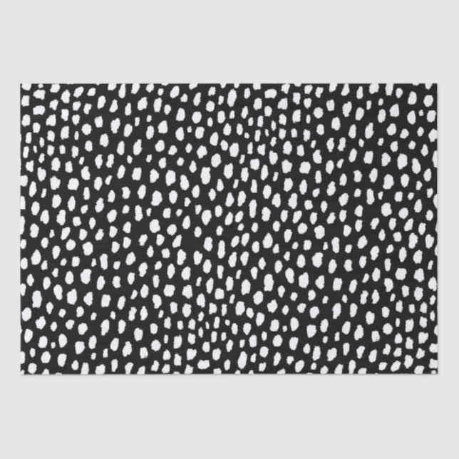 Handmade polka dot brush strokes (black and white) tissue paper (Front)