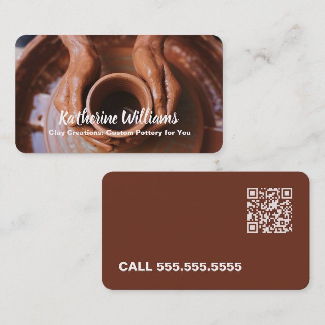 Handmade Pottery QR Business Card (Front/Back)