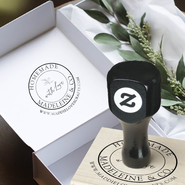 Handmade Product Artisan Crafter Maker Gifting Rubber Stamp (homemade gift stamp template artisan maker crafter kraft gifting sage small business branding)