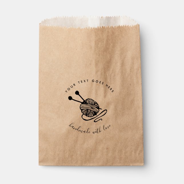 Handmade Product Craft Knitting Brown Kraft Paper Favor Bag (Front)