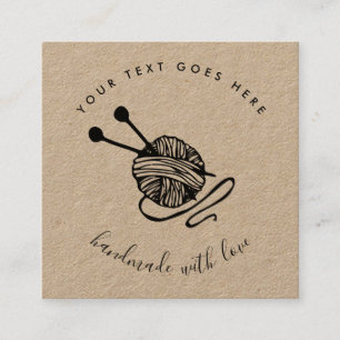 Handmade Product Craft Knitting Brown Kraft Paper Square Business Card