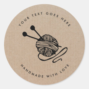 Handmade Product Craft Knitting Classic Round Stic Sticker
