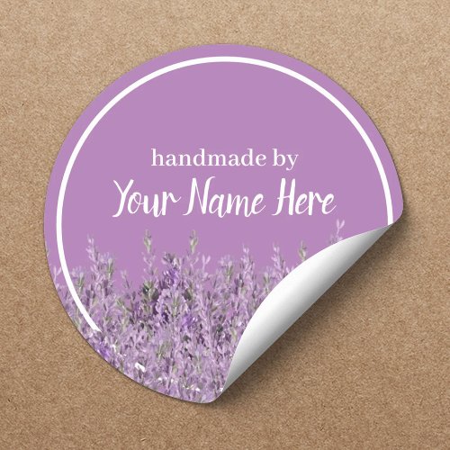 Handmade Product Elegant Lavender Floral Business Classic Round Sticker