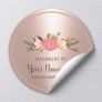 Handmade Product Floral Rose Gold Business Classic Round Sticker