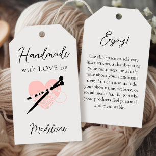 Handmade Product Knitting Artisan Crafts Yarn Pink Gift Tags