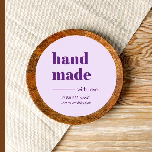 Handmade Product Lavender Custom Business Name  Classic Round Sticker