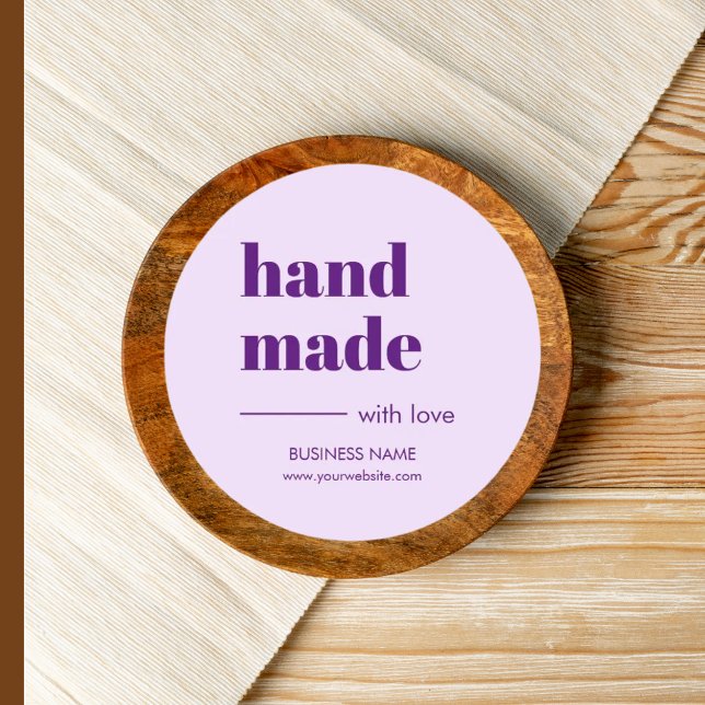 Handmade Product Lavender Custom Business Name  Classic Round Sticker (Creator Uploaded)
